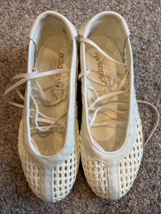 adidas Shoes - adidas Cream Woven Lace-Up Ballet Sneakers